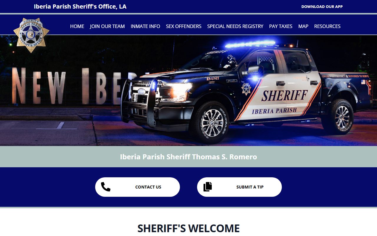 Iberia Parish inmate records sheriff app access screen