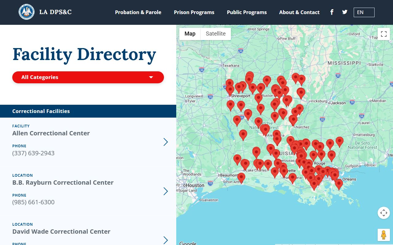 Louisiana facility directory for Iberia Parish transitional work inmate lookup
